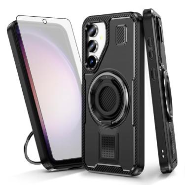 Imagem de Asuwish Capa de telefone para Samsung Galaxy S23 FE 5G com protetor de tela de vidro temperado e suporte de anel à prova de choque com suporte protetor de celular acessórios para celular S 23 EF S23FE