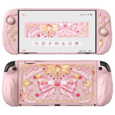 Imagem de PlayVital Capa protetora Magic Wings com suporte para Nintendo Switch 2 | Aderências de silicone Joycon, capa rígida para console de PC, 2 tampas de joystick | Acessórios de animais fofos, capa