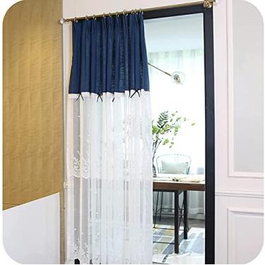 Imagem de Cortina de cozinha curta cortina de renda de camada dupla - 1 painel semi cortinas para janela - bainha com tecido de renda - leve - cortinas transparentes vintage 130 x 180 cm