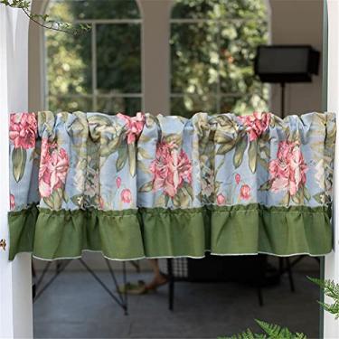 Imagem de LUOFDCLDDD Cortina, cortina floral curta, cortina de algodão mistura de janela cortina de estilo rural médio cortina 1 peça/W * A 150 * 70 cm