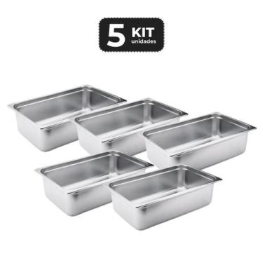 Imagem de Kit 5 cuba sem alca inox 1/1 gn 100 para buffet - Chef Line