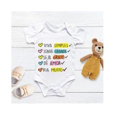 Imagem de Body Personalizado Bebê Viva Simples, Sonhe Grande, Seja Grato, Dê Amo