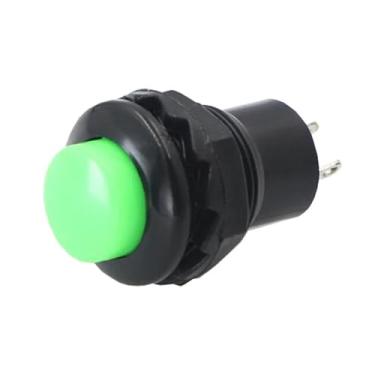 Imagem de 10 peças de botão redondo pequeno de 12 mm DS-313 2 pinos de reposição sem trava, botão liga/desliga jog vermelho/verde (verde)