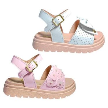 Imagem de Sandália Infantil Feminina Kit 2 Pares Ideal para Passeio e Festa - Be