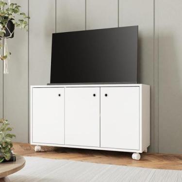 Imagem de Rack 3 Portas 1 Prateleira Tv Até 40" Em Mdp - Branco - BRV Moveis