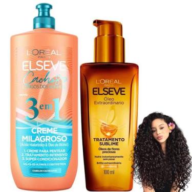 Imagem de Kit Elseve 3 em 1 Óleo Extraordinário Cachos Hidra Reparação - Loreal 