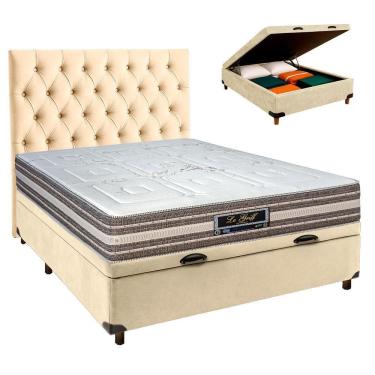 Imagem de Kit Cama Box Bau + Cabeceira + Colchão Casal Molas Ensacadas - Legriff - Sankonfort