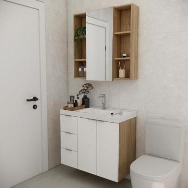 Imagem de Conjunto de banheiro sem cuba vittare 80cm estilare cnj5007 carvalho/b