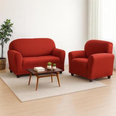Imagem de Capa de Sofá Coladinha 2 e 3 Lugares em Malha Gel - Sultan, Vermelho, 