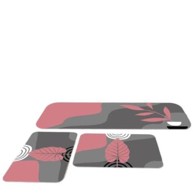 Imagem de Kit 3 Tapetes Para Cozinha Antiderrapante Estampa Folhas Verdes Naturais(07)