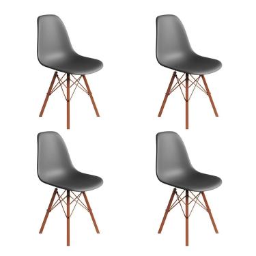 Imagem de Conjunto 4 Cadeiras Eames Estilo Moderno em Ferro Cobre com Assento Cinza