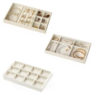 Imagem de Caixa de joias em veludo, adequada para gavetas de guarda-roupas, bandeja para joias, caixa para guardar joias (KIT BANDEJA 1, 2 E 4 (3 UNIDAD)