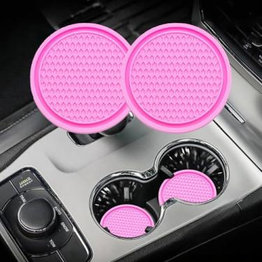 Imagem de Porta-copos de carro 2 peças, porta-copos universal antiderrapante automático, acessórios internos de carro embutidos antiderrapantes universais (rosa)