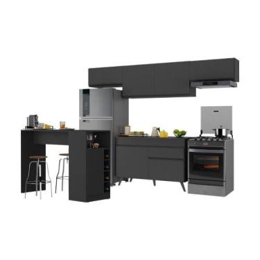 Imagem de Armário De Cozinha Modulado Com Bancada Veneza Multimóveis Mp2212 Pret