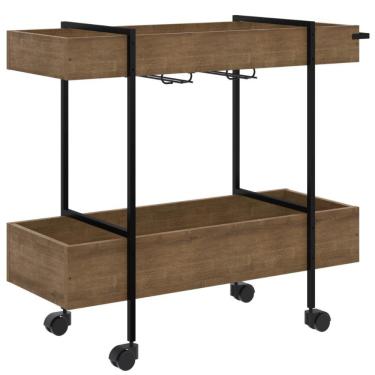 Imagem de Carrinho Bar Rodízio Artesano 93,5 Cm (largura) Em Mdp Vermont Estrutura Metálica Em Aço Preto