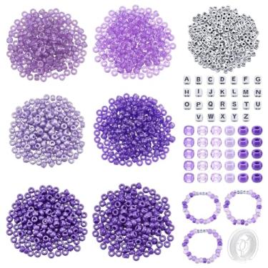 Imagem de NBEADS 1260 peças de 7 estilos de contas de pônei para kit de fabricação de pulseiras, kit de pulseira da amizade com contas de letras e fio elástico para pulseira, colar, chaveiro, artesanato, série