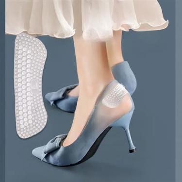 Imagem de Almofadas de calcanhar de gel para salto alto e sapatos de trabalho, protetores de salto antiderrapantes com amortecimento para conforto e prevenção de bolhas, 2 peças translúcidas
