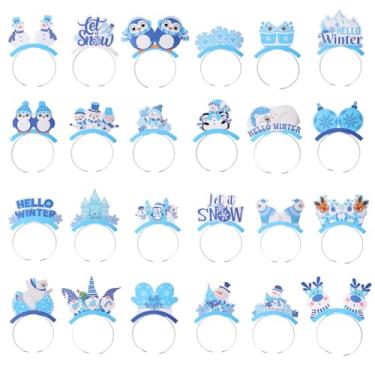 Imagem de Knitgrip 24 Pcs Winter Snowflake Headbands Christmas Snowman Headwear Blue Head Boppers Winter Wonerland Photo Booth Props for Christmas Holiday New Year Party Supplies Favors