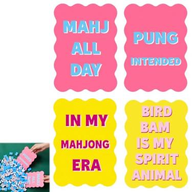 Imagem de Soulchen 4 Pcs Mahjong Tile Mixer Shufflers for Mixing and Shuffling Tiles Plastic Mahjong Accessories Gifts for Lovers Games Decorative Wavy Edge & Printed Design (Yellow & Pink Style)