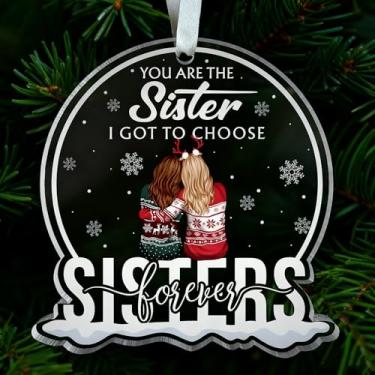 Imagem de 1 enfeite de acrílico para pendurar de Natal – impressão plana 2D (não 3D), enfeite de amizade para amigas, enfeite de irmã, pingente de Natal para amigas, presentes para amigas
