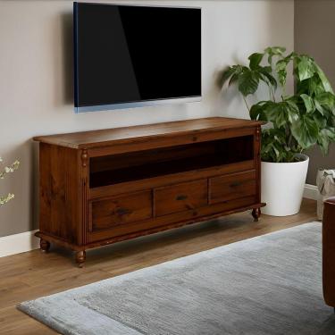 Imagem de Rack Para Tv Até 65 Polegadas Com 3 Gavetas - Castanho Envelhecido