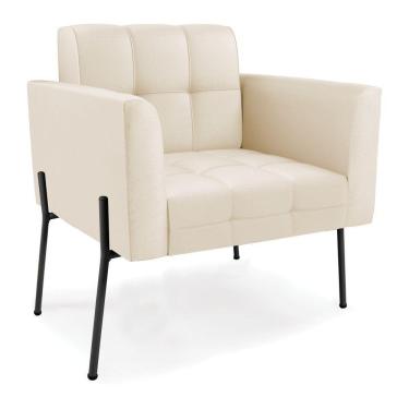 Imagem de Poltrona Pé De Ferro Preto Para Sala Elisa Corino D03 - D'rossi Cor Bege