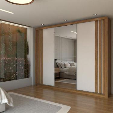 Imagem de Guarda-Roupa Casal Uruguai 3 Portas 2 Gavetas Flex com Espelho Amêndol