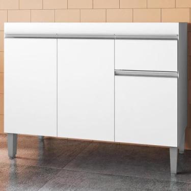 Imagem de Balcao Para Pia Sem Tampo 118 Cm Tatiane Branco Reajl Moveis Branco - 