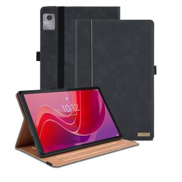 Imagem de Capa para Lenovo Tab M11 / Tab K11 LTE 11 polegadas (TB330FU) lançado em 2024, capa inteligente de visualização multiângulo com bolso, capa flip de couro PU empresarial com suporte para cartão para