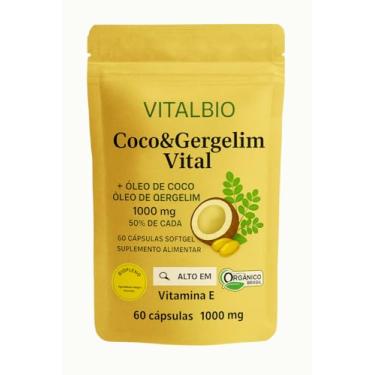 Imagem de Coco & Gergelim Vital, Suplemento Alimentar Orgânico, 60 Cápsulas Softgel, 1000mg, com Óleo de Coco e Óleo de Gergelim, Alto em Vitamina E