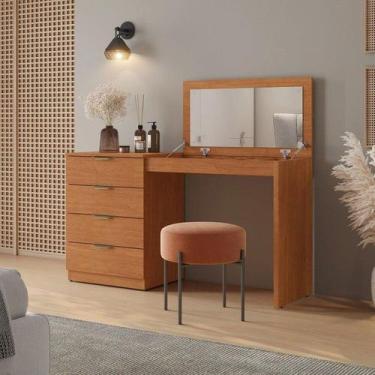 Imagem de Penteadeira Camarim com Porta Joias e Tampo Reclinável 4 Gavetas Afrod