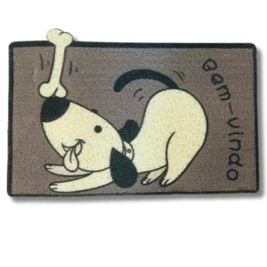 Imagem de Tapete Capacho Decorativo Pets, 60x40cm, Poliéster Emborrachado, Antiderrapante, Para Porta de Entrada (CACHORRRO BRINCALHÃO)