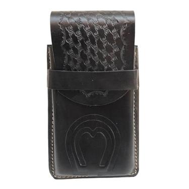 Imagem de Capa Para Celular De Couro Artesanal, Bainha com Design Texturizado, Disponível em Preto, Marrom, Havana e Natural Feito à Mão em Couro Legítimo (Preto)