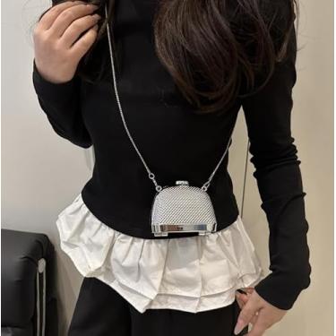 Imagem de Bolsa feminina de acrílico para noite, bolsa de ombro transversal, bolsa colorida para festa, Prata, Medium, Mochila casual