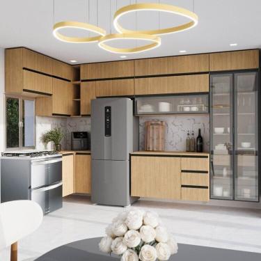 Imagem de Cozinha Modulada 15 Peças 11 Aéreos 3 Balcões 1 Cristaleira Nara Cabecasa Madeiramadeira Avena