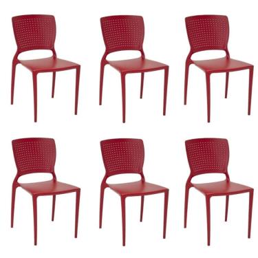 Imagem de Kit 6 Cadeiras Safira Vermelha Tramontina 92048/040