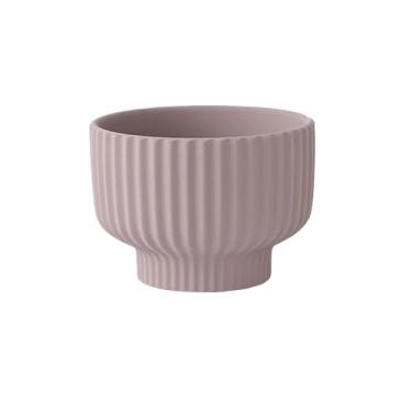 Imagem de ZzleoyuUUs-12 Vasos de flores redondos com listras, vasos de cerâmica cor mocha, para sala de estar, quarto, janela, jardim, decoração (2 tamanhos) (grande)