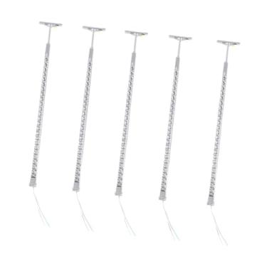 Imagem de oshhni Conjunto de 5 peças de postes de iluminação pública em miniatura na escala 1:87 para dioramas de simulação DIY com LED, maquetes de ferrovias e trens, Prata