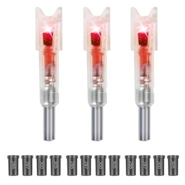 Imagem de TRSAIM 3 peças de pinos iluminados por LED para parafusos de besta com interruptor liga/desliga e 12 buchas (0,723 cm/.754.4 cm/.762.0 cm/.774.7 cm) – Design universal de meia lua (vermelho)