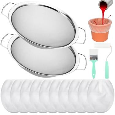 Imagem de Willinglong Conjunto de 14 filtros de tinta para baldes de 14 galões, incluindo filtro de tinta de aço inoxidável de 60 malhas, sacos de malha fina, pincel de pintura de rolo de espuma para reparos