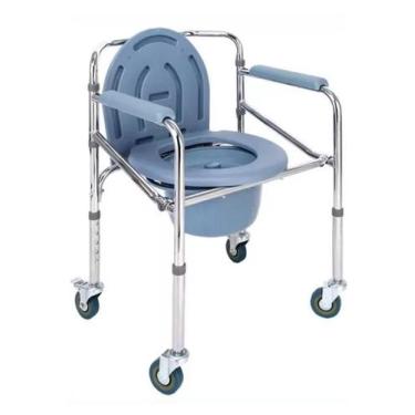 Imagem de Cadeira De Banho Dobrável Com Coletor e Rodas Higiênica Resistente e P