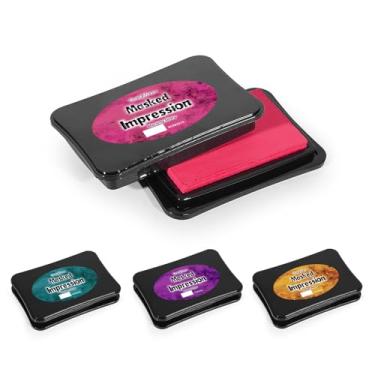 Imagem de CraftyManor Almofadas de tinta grandes de impressão mascarada para carimbos, bloco de carimbo de giz à base de água para álbuns, diário, confecção de cartões, materiais de scrapbook de artesanato DIY