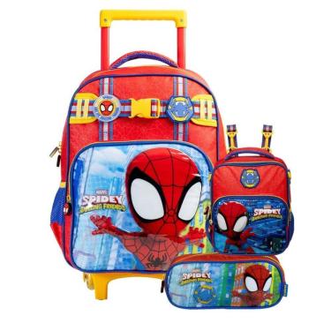 Imagem de Kit Escolar Spidey Amazing Friends 3 em 1: Mochila Rodinhas + Lancheira + Estojo Xeryus Marvel