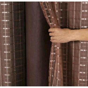 Imagem de Cortina Blackout Blecaute Pvc Com Tecido Xadrez 1,40 Lar × 1,70/2,00 X 1,40 Altura (MAROM,1,40 x 1,70 = 1 parte)