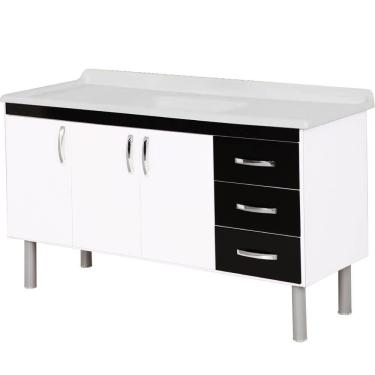 Imagem de Armário Tóquio 144,2cm Branco Com Preto - 539415 - A.j.rorato Armário Tóquio 144,2cm Preto - 539415 - A.j.rorato