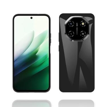 Imagem de FJIASTB Capa brilhante para celular Blackview Shark 6 5G, capa de TPU flexível resistente a arranhões à prova de choque, leve (preto)