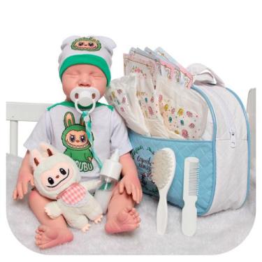 Imagem de Boneco Reborn Bebê Realista Levi Careca Bolsa Acessórios - Cegonha Reb