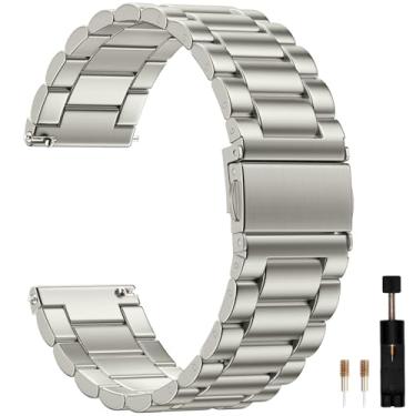 Imagem de GEAK Pulseira de relógio de 20 mm compatível com Garmin Vivoactive 5, Vivoactive 6/3/Venu/Forerunner 245/165/55/Galaxy Watch 7/6/5/4/Classic/Active, pulseira de substituição de metal de liberação