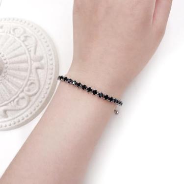 Imagem de Pulseira de tênis feminina com fecho bolo ajustável na moda hipoalergênica banhada a ouro branco zircônia cúbica presente LCS-Y4043, 5.1-9 inches, Latão Zircônia cúbica, Sem Pedra Preciosa