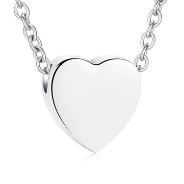 Imagem de Oinsi Joias de cremação de coração para cinzas colar de urna para mulheres e homens, suporte de cinzas memorial, lembrança de aço inoxidável, pingente de urna para medalhões de cinzas humanas, Aço